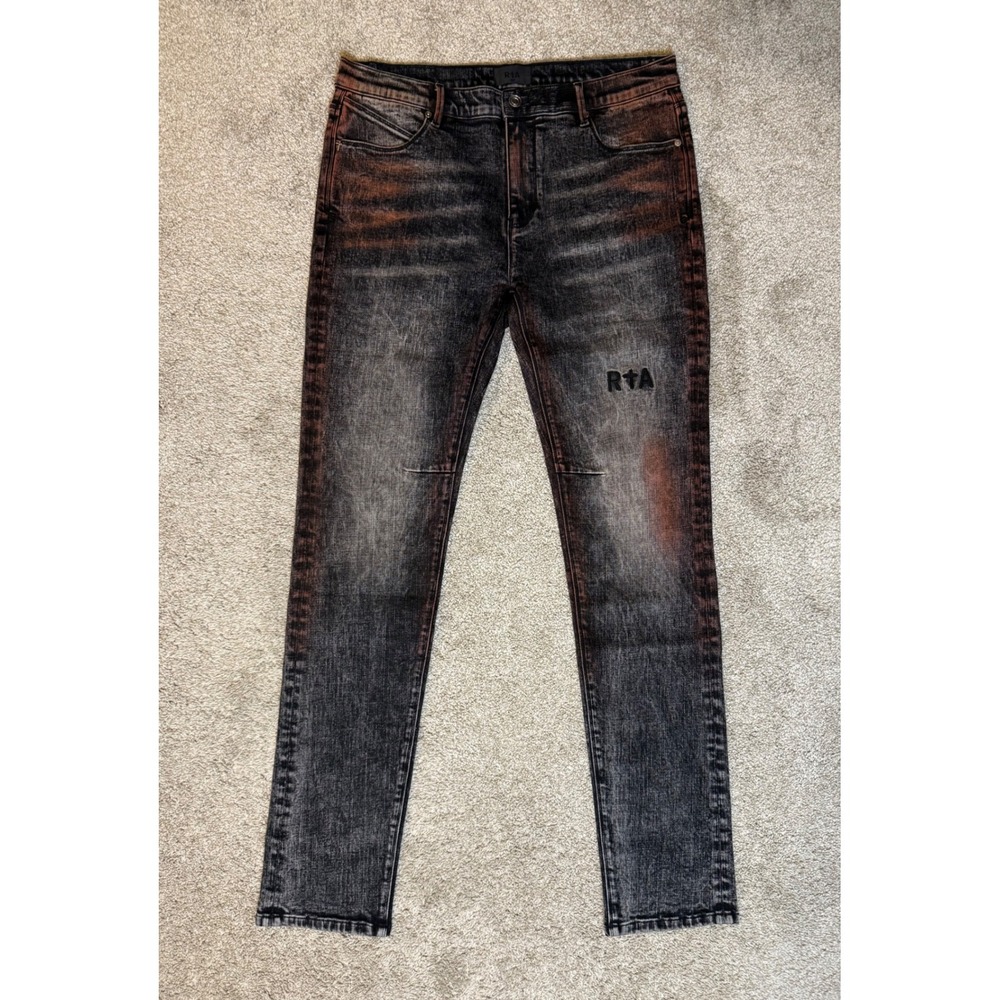 RTA Clayton Charcoal Acid Wash Skinny Jeans Size 32